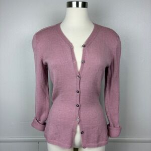 Marion Foale Hand Knit Cardigan Vintage Wool Knit Pink Intricate Stitch England